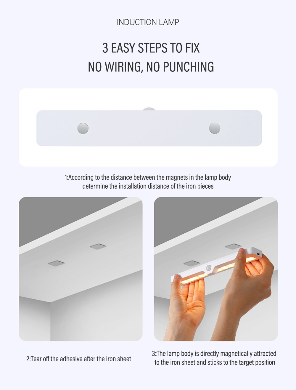 Led Human Body Induction Night Lights USB Charging Magnetic Night Light Dimmable for Bedroom Cabinet Wardrobe Drawer Lighting