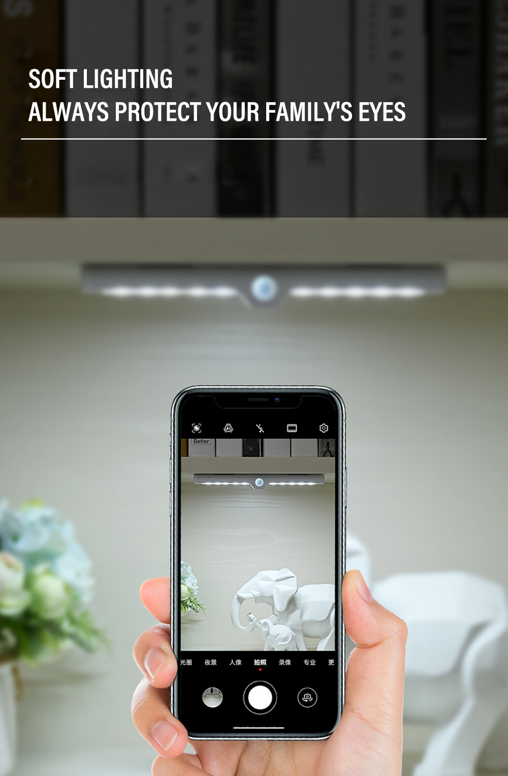 Led Human Body Induction Night Lights USB Charging Magnetic Night Light Dimmable for Bedroom Cabinet Wardrobe Drawer Lighting