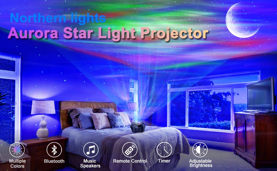 Galaxy Star Ocean Projector Night Lights by Music Speaker Starry Sky Projection Lamp for Home Room Decor Kids  Adults Baby Gift