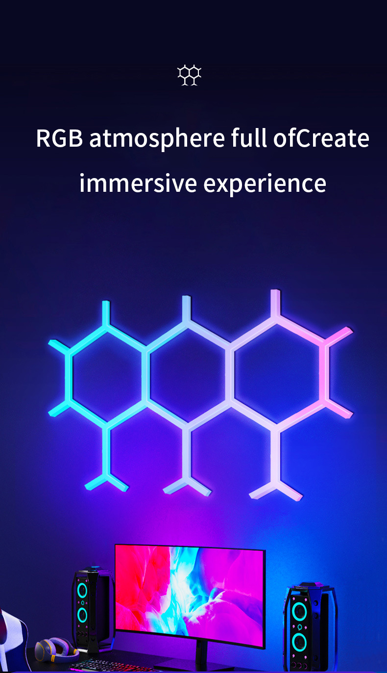 Smart RGBIC Quantum Lamp Tuya WIFI APP LED Night Light Music Sync Splicing Ambient Lights Backlight Bedroom Game Room Decoration