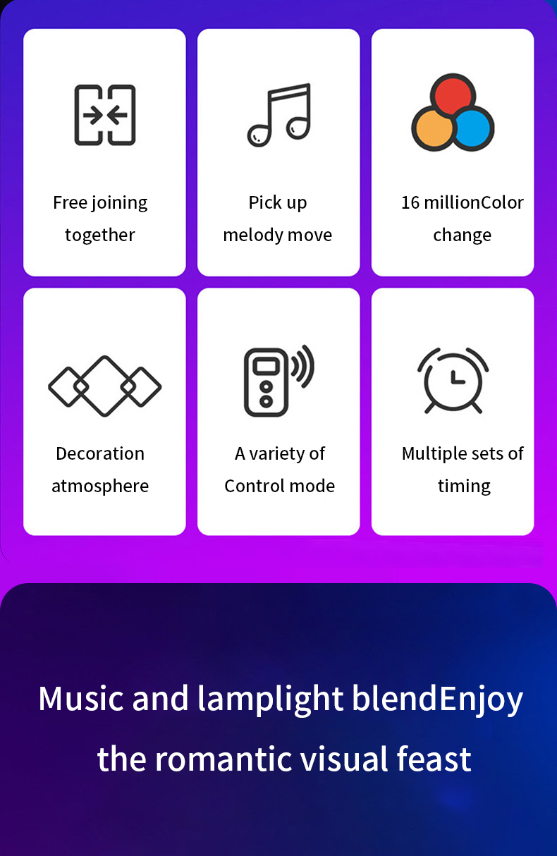 Smart RGBIC Quantum Lamp Tuya WIFI APP LED Night Light Music Sync Splicing Ambient Lights Backlight Bedroom Game Room Decoration