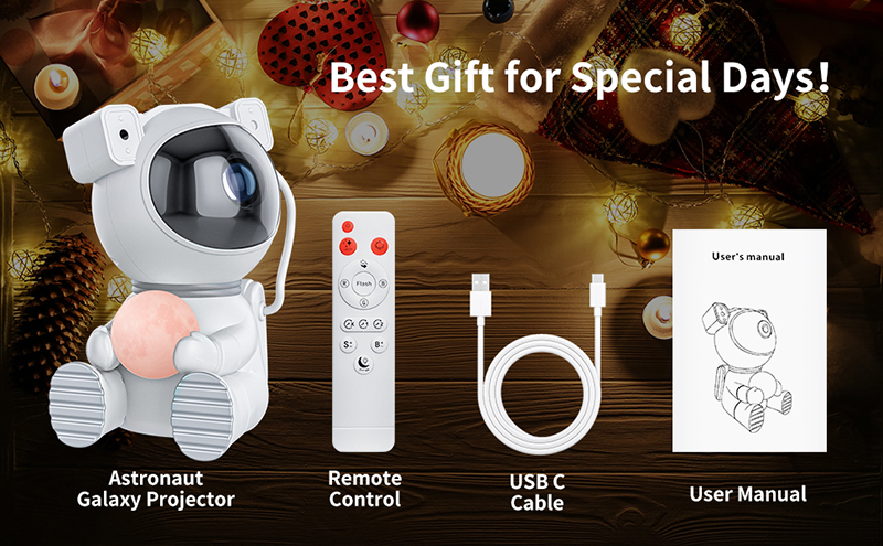 NEW Astronaut Galaxy Projector Starry Sky Night Light Cute Moon Star LED Lamp Home Room Bedroom Decoration Children Adults Gift