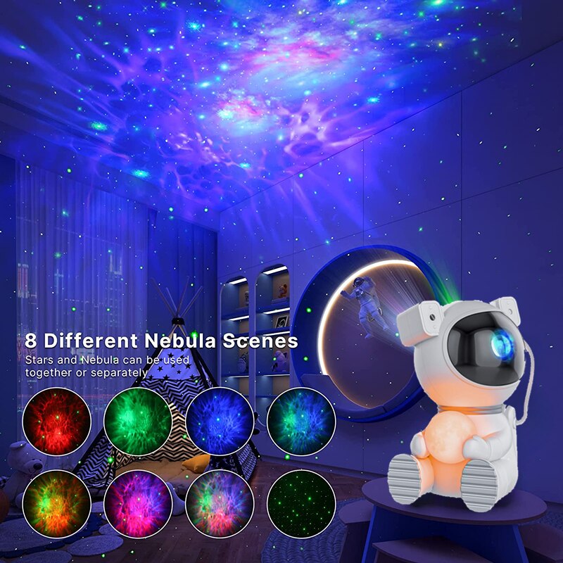 NEW Astronaut Galaxy Projector Starry Sky Night Light Cute Moon Star LED Lamp Home Room Bedroom Decoration Children Adults Gift