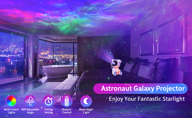 NEW Astronaut Galaxy Projector Starry Sky Night Light Cute Moon Star LED Lamp Home Room Bedroom Decoration Children Adults Gift