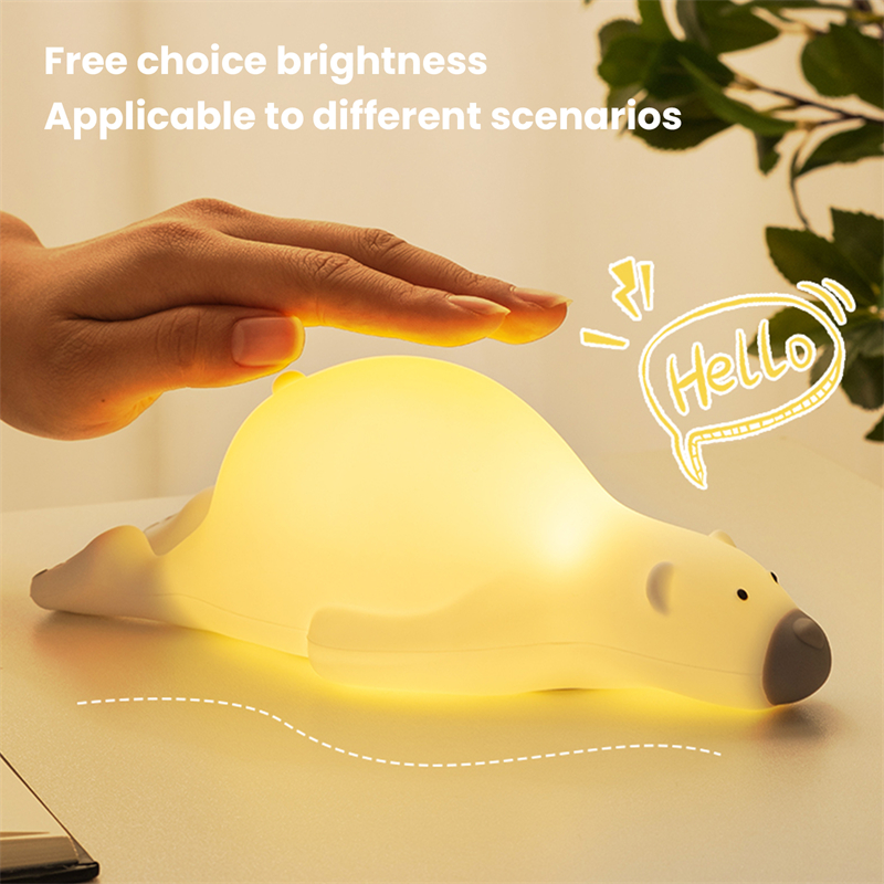 Cartoon Bear Led Night Light USB Rechargeable Bear Night Lamp Silicone Duck Lamp Children Kids Bedroom Decoration Birthday Gifts