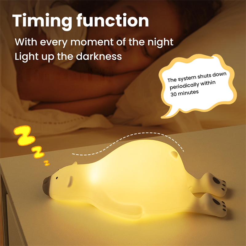 Cartoon Bear Led Night Light USB Rechargeable Bear Night Lamp Silicone Duck Lamp Children Kids Bedroom Decoration Birthday Gifts