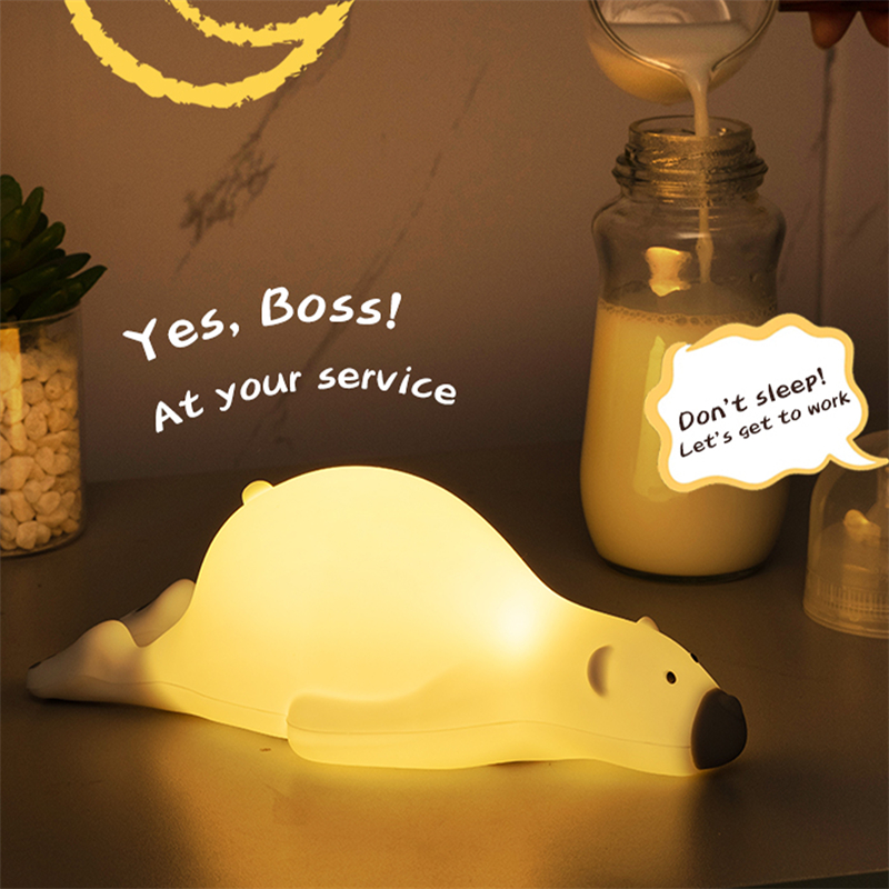 Cartoon Bear Led Night Light USB Rechargeable Bear Night Lamp Silicone Duck Lamp Children Kids Bedroom Decoration Birthday Gifts