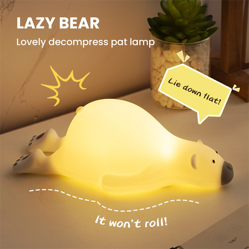 Cartoon Bear Led Night Light USB Rechargeable Bear Night Lamp Silicone Duck Lamp Children Kids Bedroom Decoration Birthday Gifts
