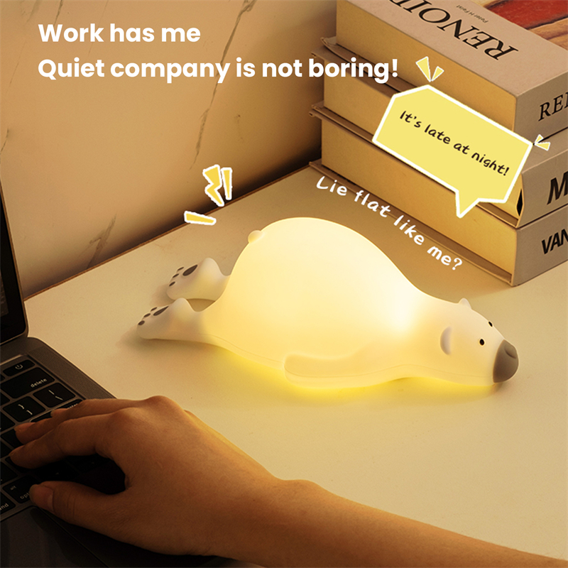 Cartoon Bear Led Night Light USB Rechargeable Bear Night Lamp Silicone Duck Lamp Children Kids Bedroom Decoration Birthday Gifts