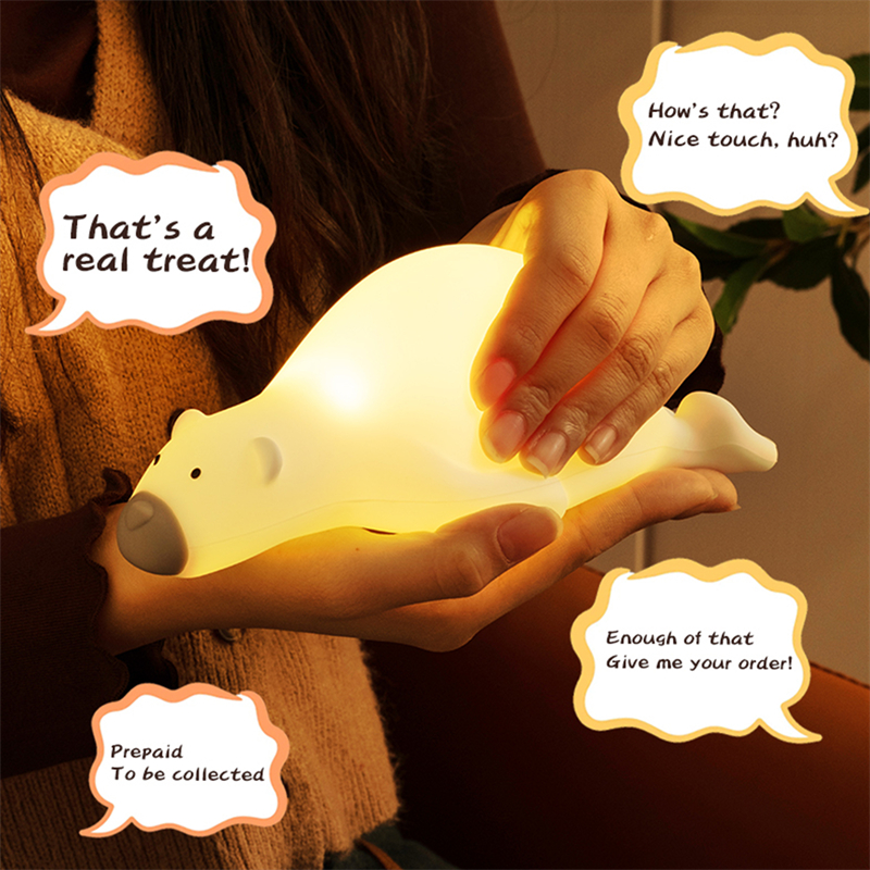 Cartoon Bear Led Night Light USB Rechargeable Bear Night Lamp Silicone Duck Lamp Children Kids Bedroom Decoration Birthday Gifts