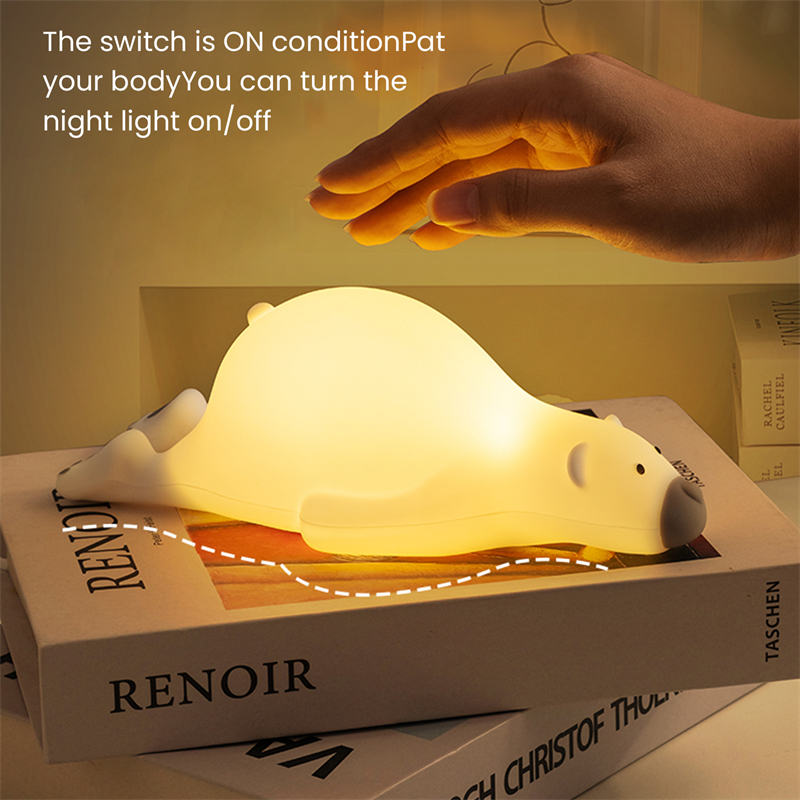 Cartoon Bear Led Night Light USB Rechargeable Bear Night Lamp Silicone Duck Lamp Children Kids Bedroom Decoration Birthday Gifts