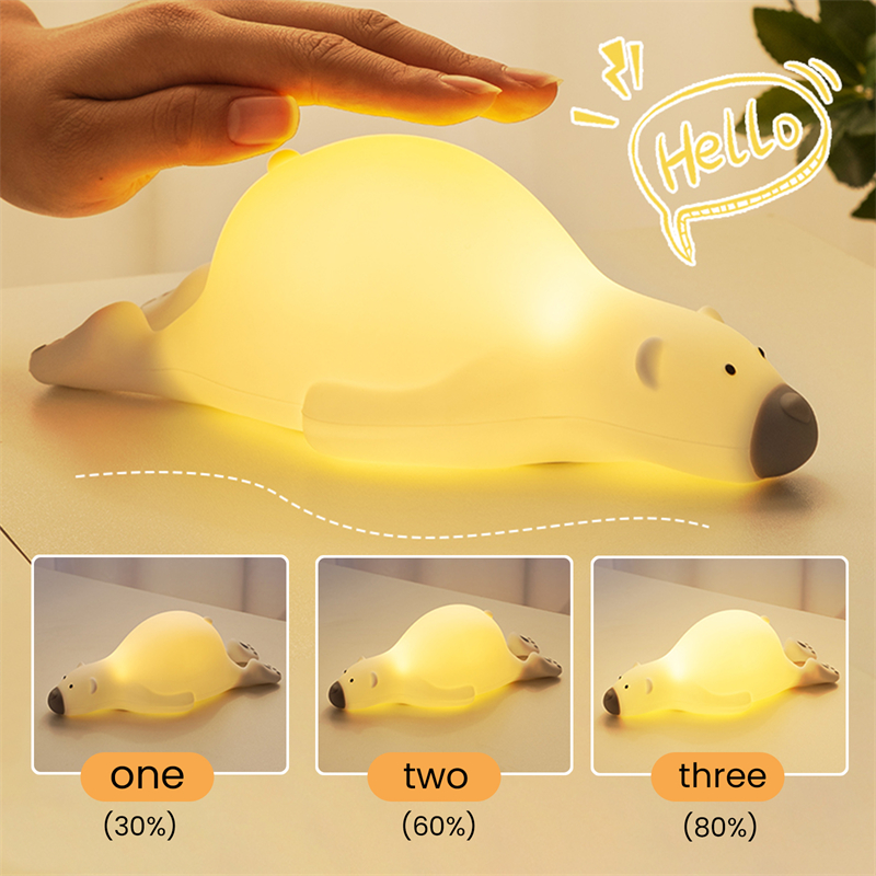 Cartoon Bear Led Night Light USB Rechargeable Bear Night Lamp Silicone Duck Lamp Children Kids Bedroom Decoration Birthday Gifts
