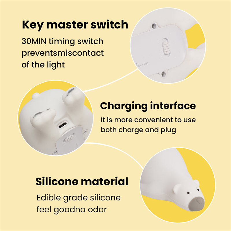 Cartoon Bear Led Night Light USB Rechargeable Bear Night Lamp Silicone Duck Lamp Children Kids Bedroom Decoration Birthday Gifts