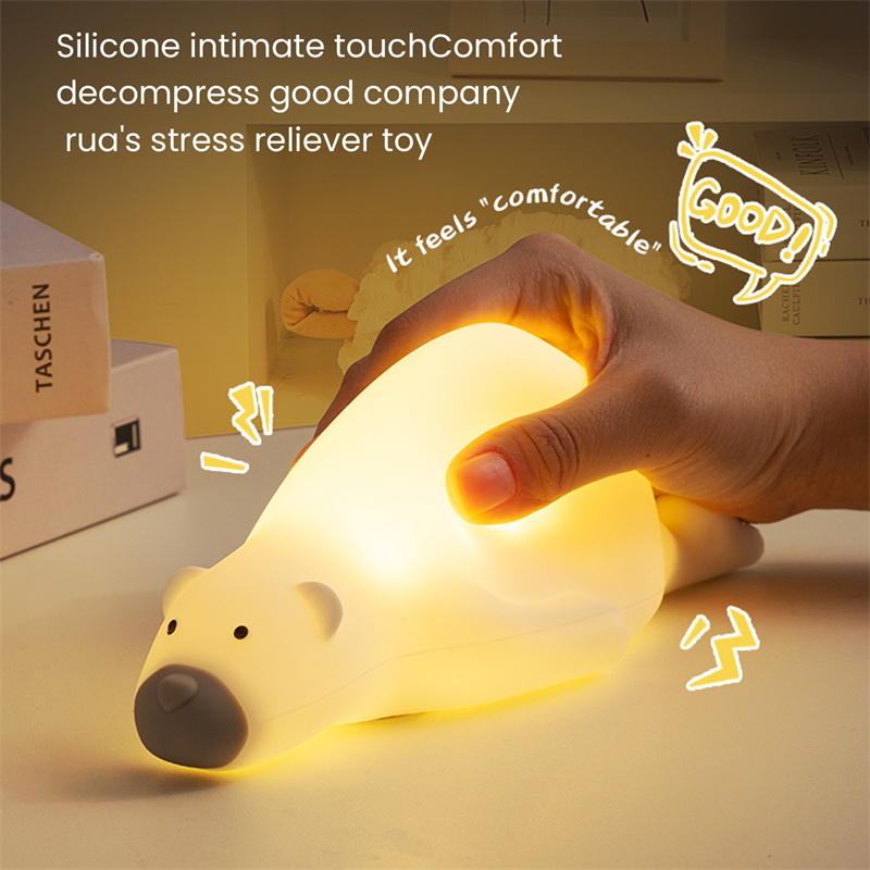 Cartoon Bear Led Night Light USB Rechargeable Bear Night Lamp Silicone Duck Lamp Children Kids Bedroom Decoration Birthday Gifts