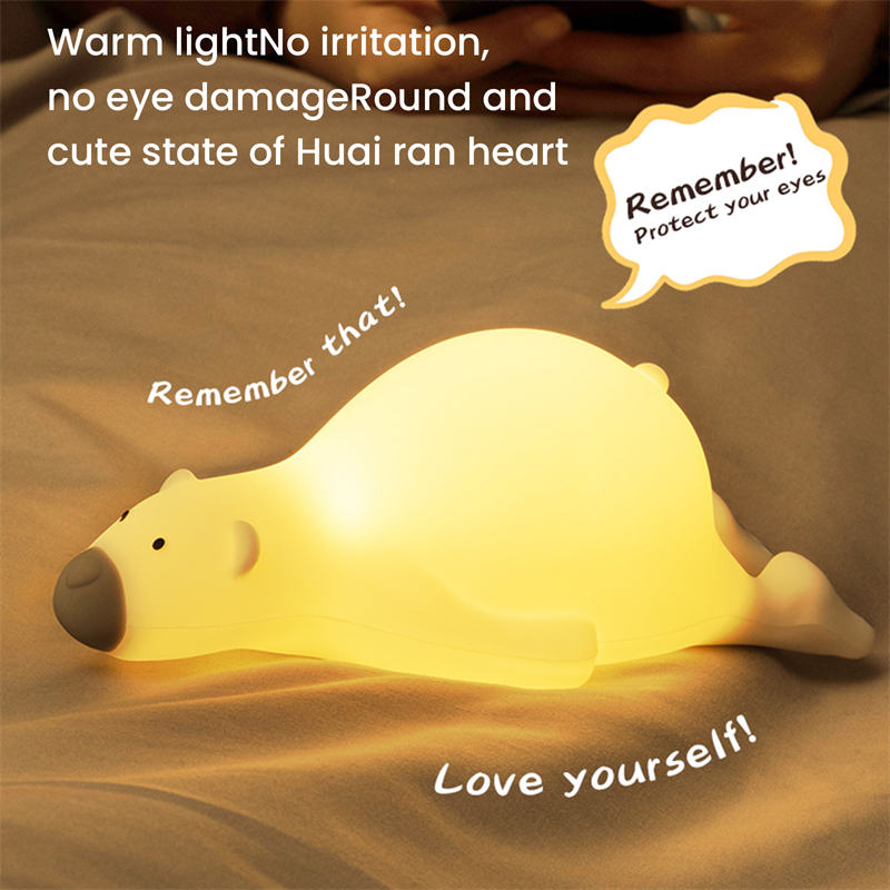 Cartoon Bear Led Night Light USB Rechargeable Bear Night Lamp Silicone Duck Lamp Children Kids Bedroom Decoration Birthday Gifts