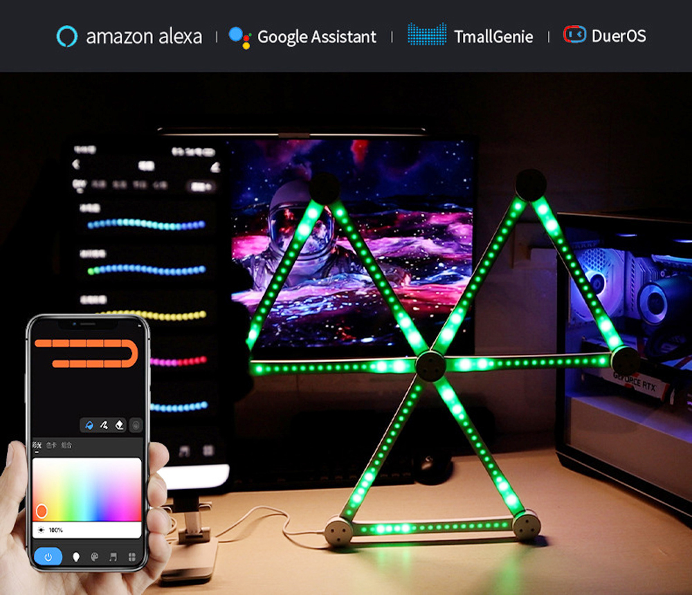 Smart WIFI RGBIC Wall Lamp APP DIY Splicing Atmosphere LED Night Light Music Rhythm TV Backlight Bedroom Game Room Decor Lights