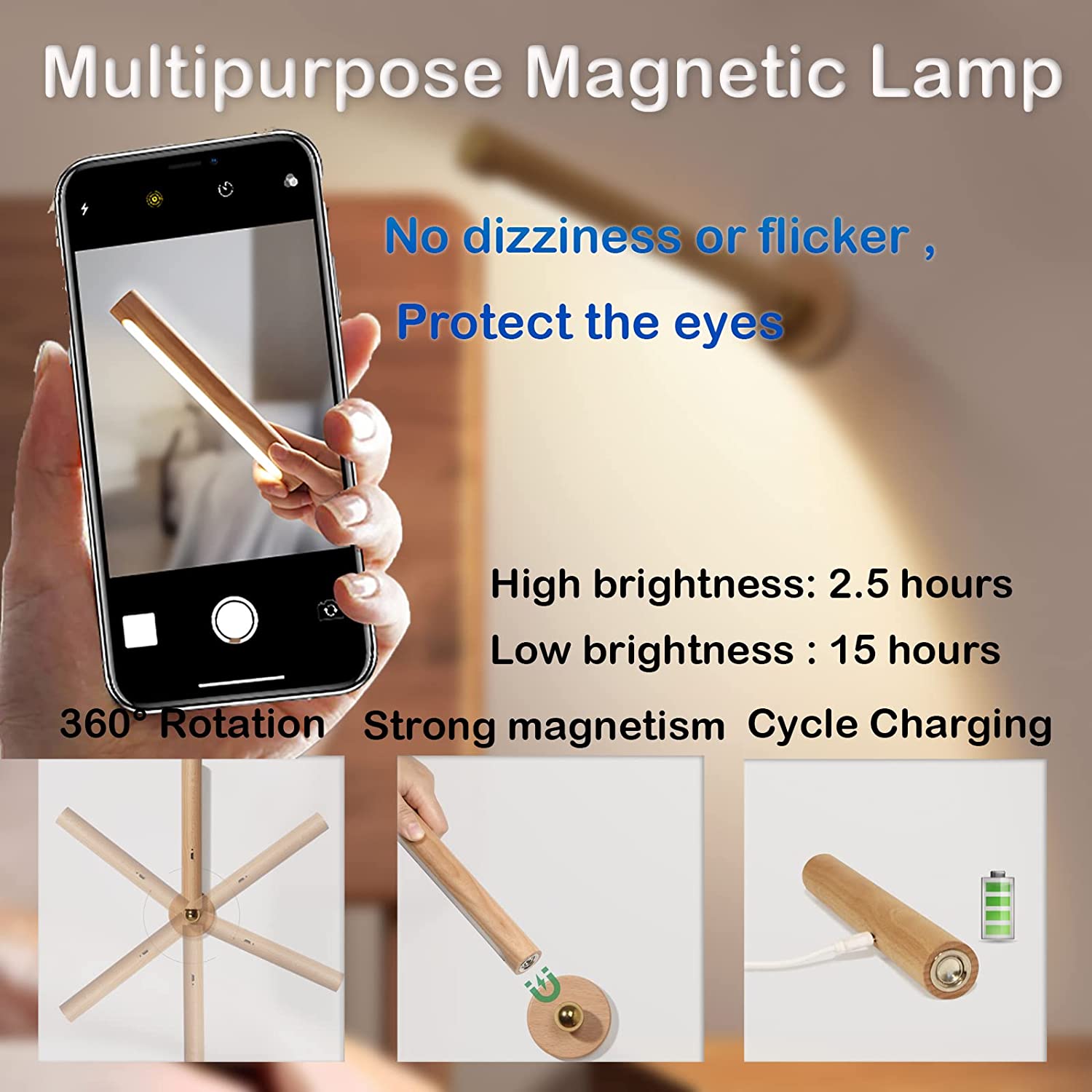 LED USB Night Light Wood Wireless Magnetic Stair Light Corridor Light Wall Lamp Light Home Bedroom Table Lamp Bedside Lighting