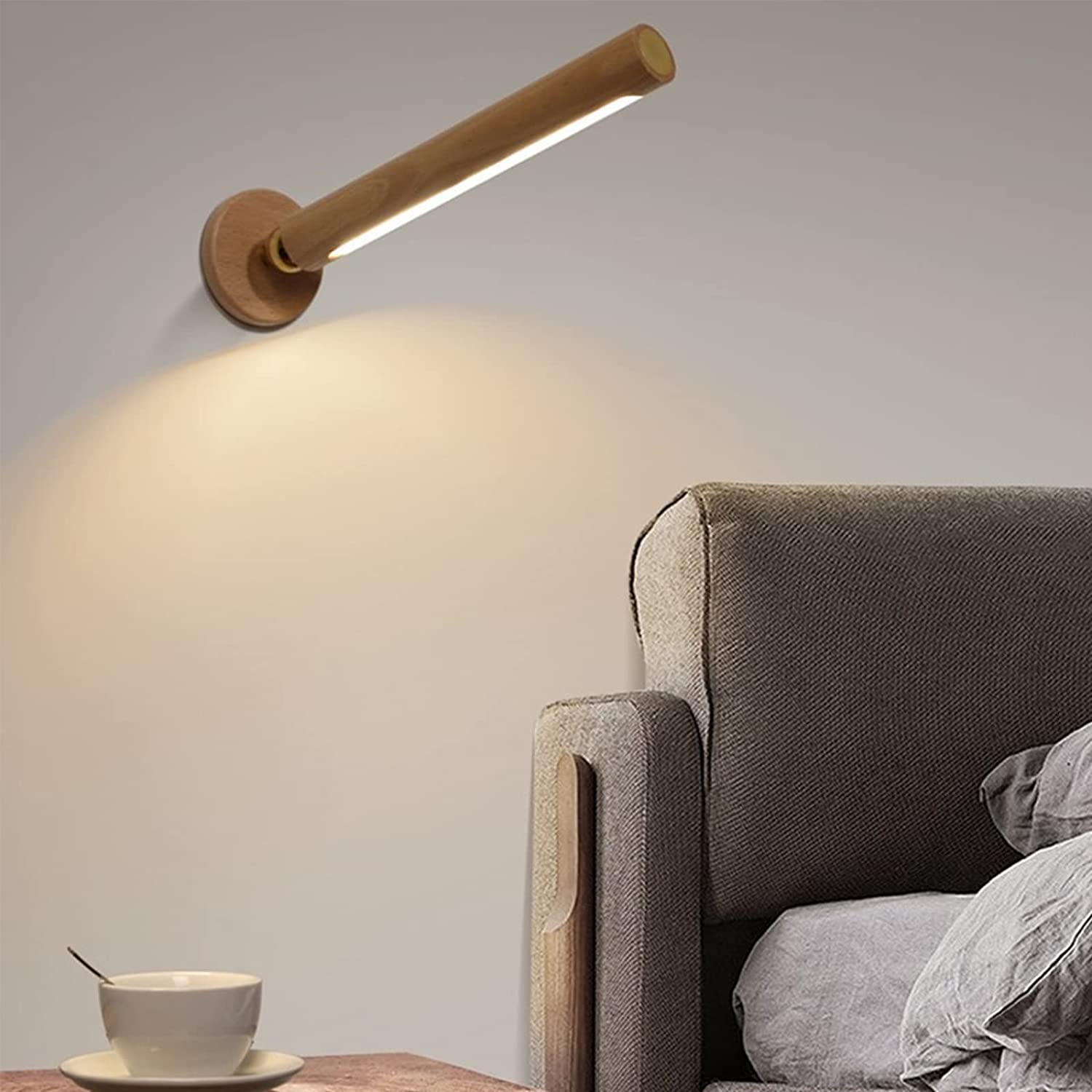 LED USB Night Light Wood Wireless Magnetic Stair Light Corridor Light Wall Lamp Light Home Bedroom Table Lamp Bedside Lighting