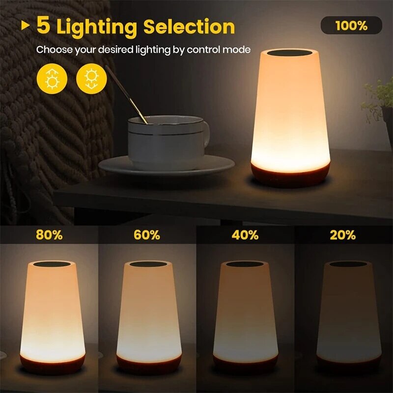 13 Color Changing Night Light Remote Control Touch USB Rechargeable RGB Night Lamp Dimmable Lamp Portable Table Bedside Lamp