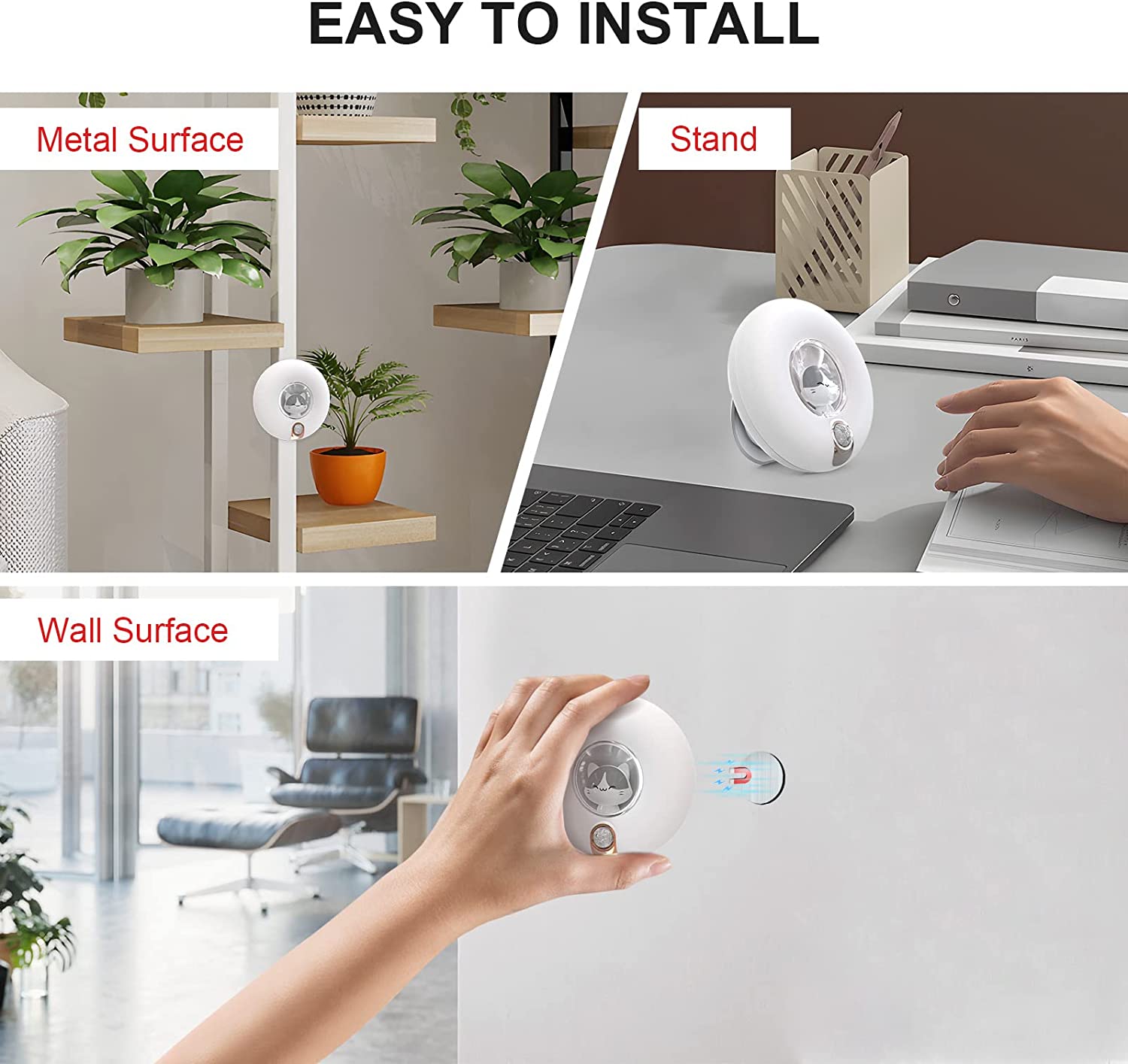 Cute Cat Motion Sensor LED Night Lights USB Rechargeable Wardrobe Cabinet Wall Lamp Bedroom Desktop Infrared Sensor Night Lamp