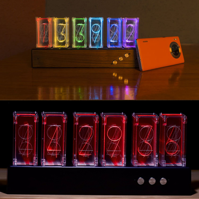 Luxury Digital RGB Nixie Tube Clock with Colorful LED Night Light Glows for Home Room Desktop Decoration for Kids Adults Gift