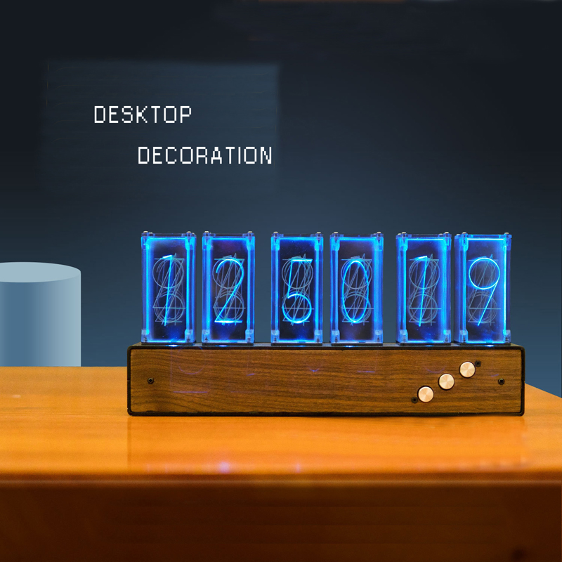 Luxury Digital RGB Nixie Tube Clock with Colorful LED Night Light Glows for Home Room Desktop Decoration for Kids Adults Gift
