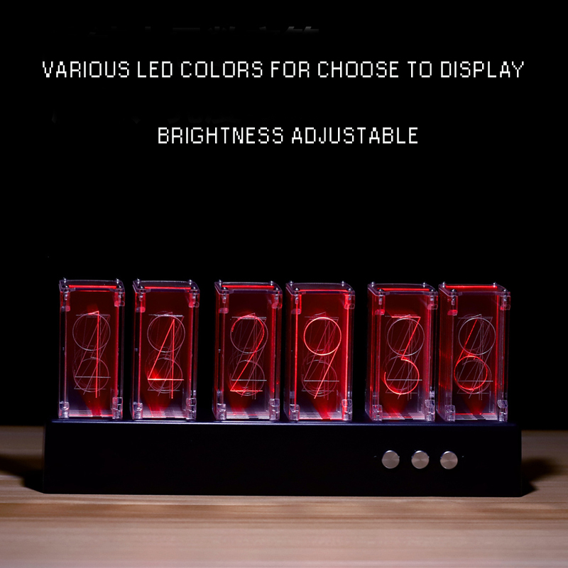 Luxury Digital RGB Nixie Tube Clock with Colorful LED Night Light Glows for Home Room Desktop Decoration for Kids Adults Gift