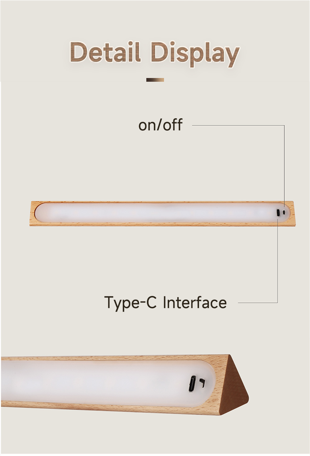 Triangular Wooden Motion Sensor Night Lights Human Induction Type-C USB Charging Wall Lamps Kitchen Wardrobe Cabinet Night Lamp