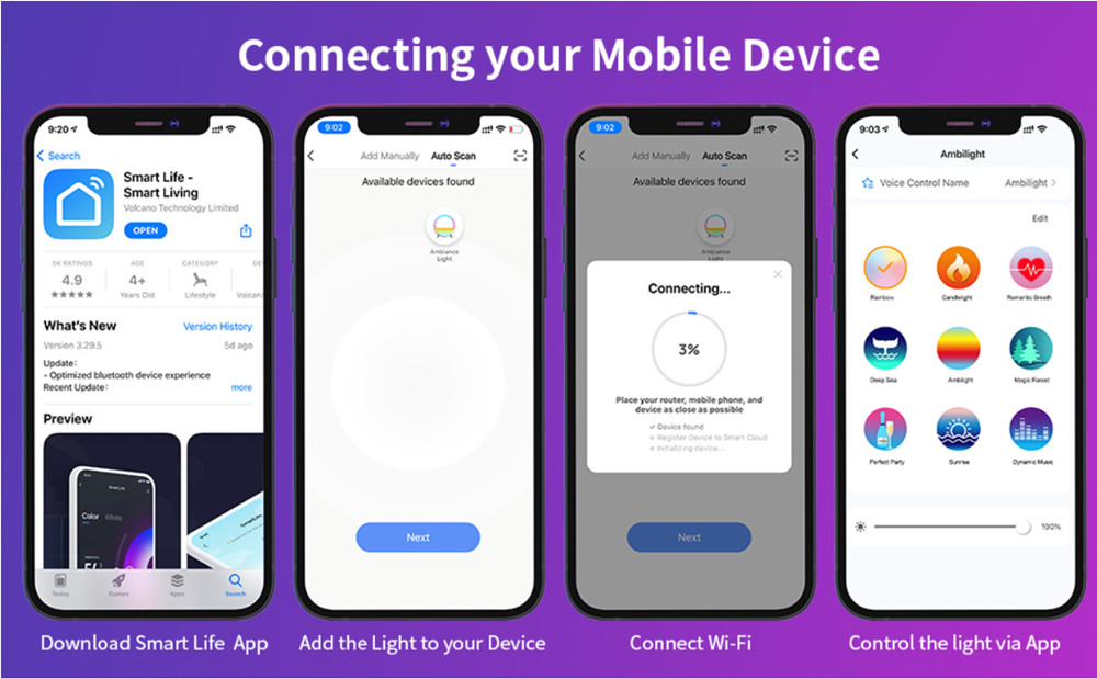 WIFI Smart Wake Up Light with 15W Wireless Charging Sunrise Alarm Clock White Noise Sleep Ambient Table Lamp RGB Work with Alexa