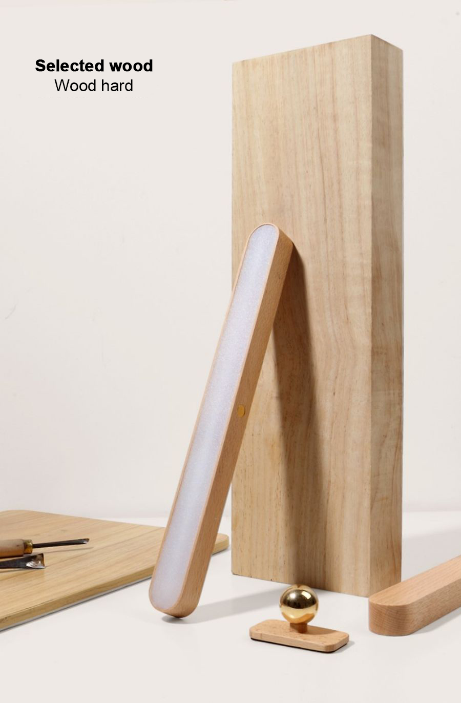 Magnetic Wooden LED Vanity Light 360&deg; Rotatable Mirror Light USB Charging Night Light Touch Wall Light Bedroom Bedside Lamp Home