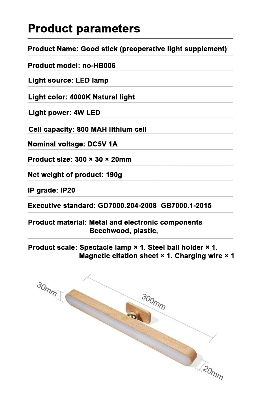 Magnetic Wooden LED Vanity Light 360&deg; Rotatable Mirror Light USB Charging Night Light Touch Wall Light Bedroom Bedside Lamp Home