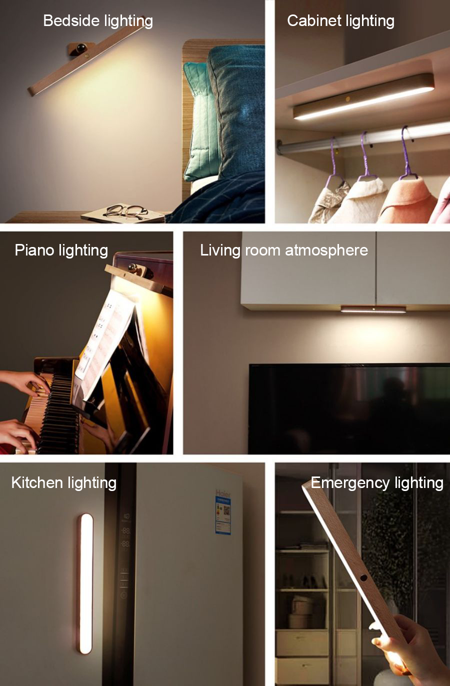 Magnetic Wooden LED Vanity Light 360&deg; Rotatable Mirror Light USB Charging Night Light Touch Wall Light Bedroom Bedside Lamp Home