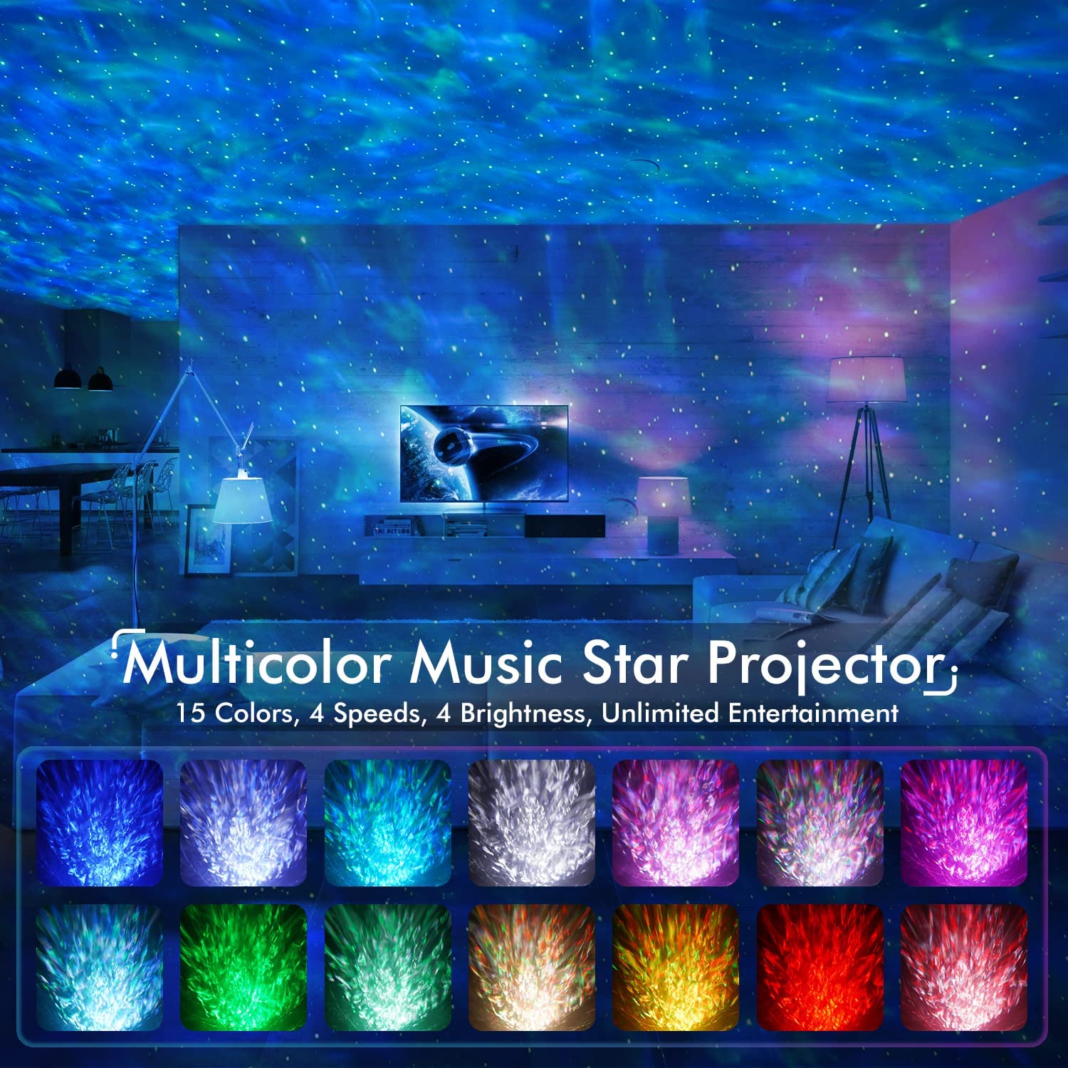 Smart App Space Dog Projector Star Projector Galaxy Night Light LED Starry Sky Nebula Atmosphere Lamp with Bluetooth Speaker