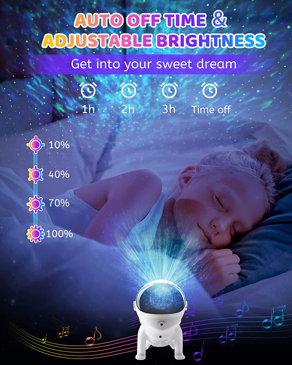 Smart App Space Dog Projector Star Projector Galaxy Night Light LED Starry Sky Nebula Atmosphere Lamp with Bluetooth Speaker
