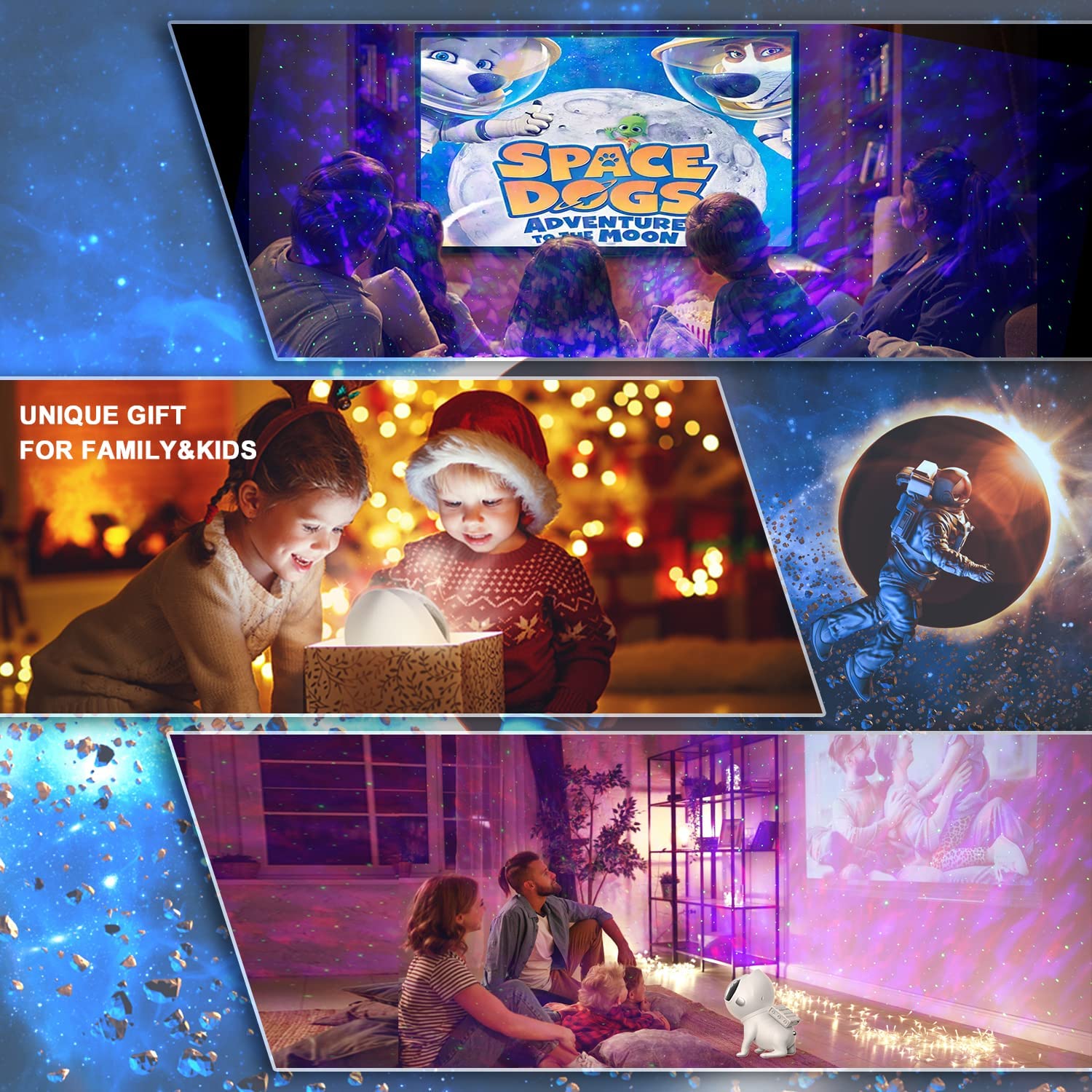 Smart App Space Dog Projector Star Projector Galaxy Night Light LED Starry Sky Nebula Atmosphere Lamp with Bluetooth Speaker
