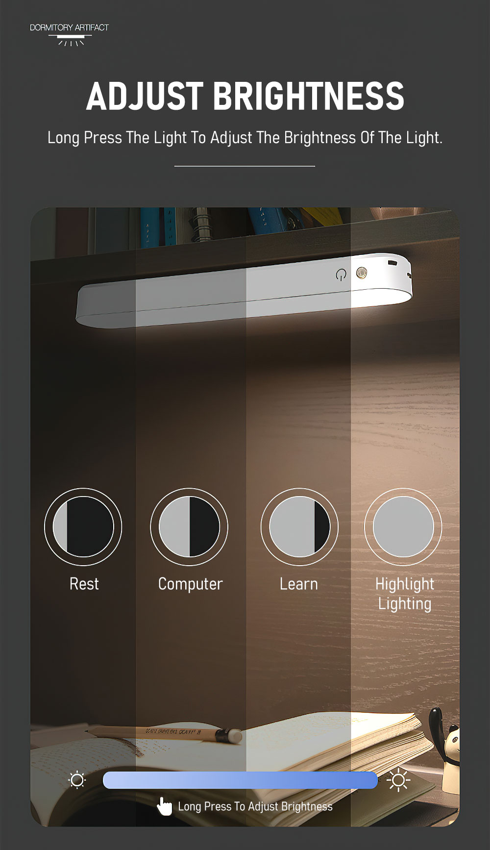 LED Motion Sensor Night Light with Remote Control Table Lamp USB Charging Eye-Care Adjustable Brightness Desk Light Night Lights