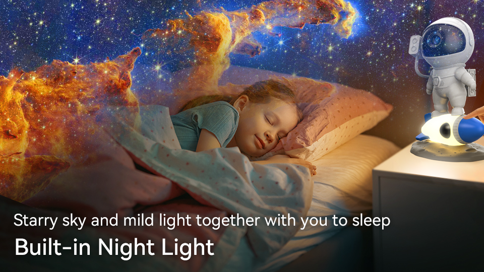 Rocket Astronaut Galaxy Projector Night Light Starry Sky Projector 360&deg; Rotate Planetarium LED Projector Lamp For Kids Bedroom