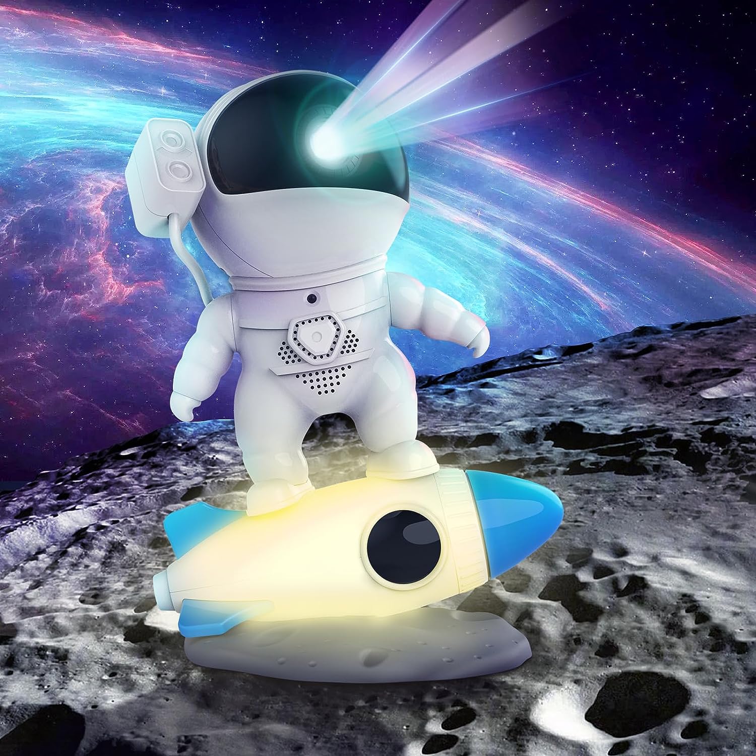 Rocket Astronaut Galaxy Projector Night Light Starry Sky Projector 360&deg; Rotate Planetarium LED Projector Lamp For Kids Bedroom