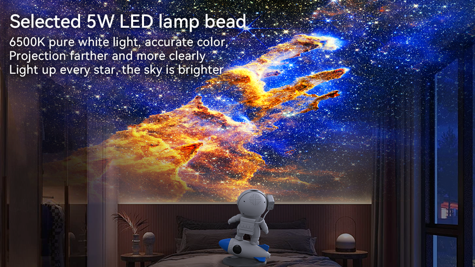 Rocket Astronaut Galaxy Projector Night Light Starry Sky Projector 360&deg; Rotate Planetarium LED Projector Lamp For Kids Bedroom