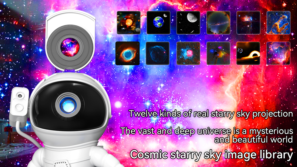 Rocket Astronaut Galaxy Projector Night Light Starry Sky Projector 360&deg; Rotate Planetarium LED Projector Lamp For Kids Bedroom