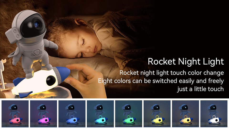 Rocket Astronaut Galaxy Projector Night Light Starry Sky Projector 360&deg; Rotate Planetarium LED Projector Lamp For Kids Bedroom
