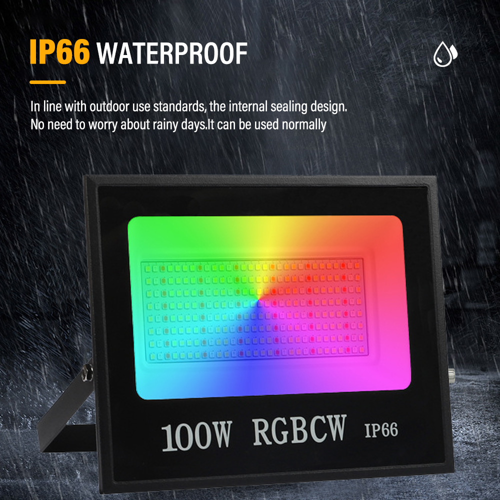 Wifi Smart RGBCW LED Flood Light TUYA APP Voice Control IP66 Outdoor Flood Light Landscape Courtyard Building Exterior Wall Lamp