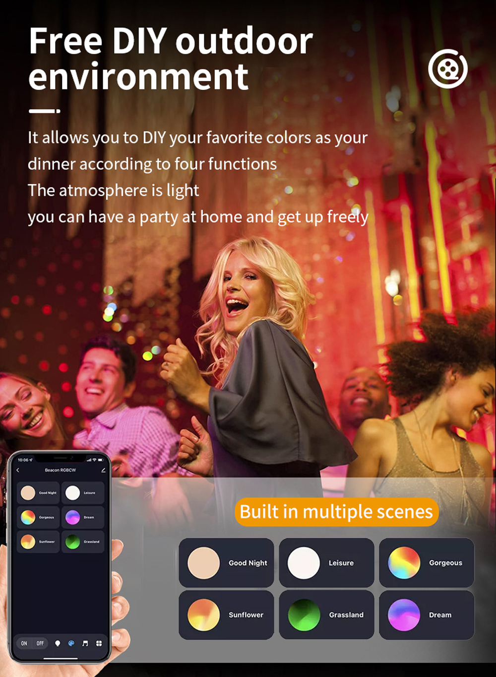 Wifi Smart RGBCW LED Flood Light TUYA APP Voice Control IP66 Outdoor Flood Light Landscape Courtyard Building Exterior Wall Lamp