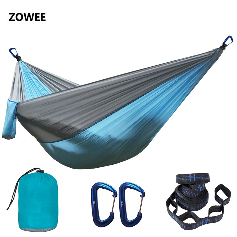 Solid Color Parachute Hammock with Hammock straps and Aluminum carabiner Camping Survival travel Double Person outdoor furniture