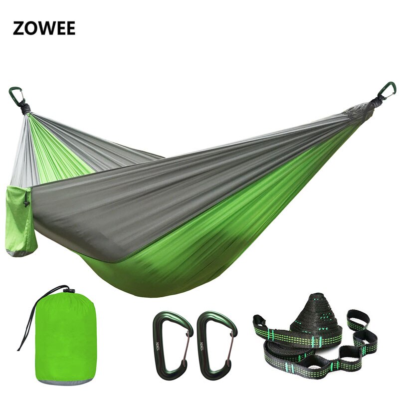 Solid Color Parachute Hammock with Hammock straps and Aluminum carabiner Camping Survival travel Double Person outdoor furniture