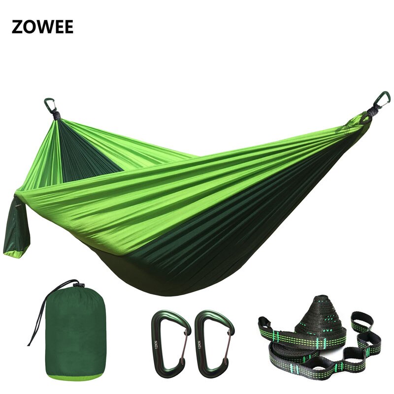 Solid Color Parachute Hammock with Hammock straps and Aluminum carabiner Camping Survival travel Double Person outdoor furniture