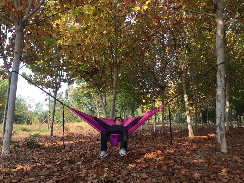 Solid Color Parachute Hammock with Hammock straps and Aluminum carabiner Camping Survival travel Double Person outdoor furniture