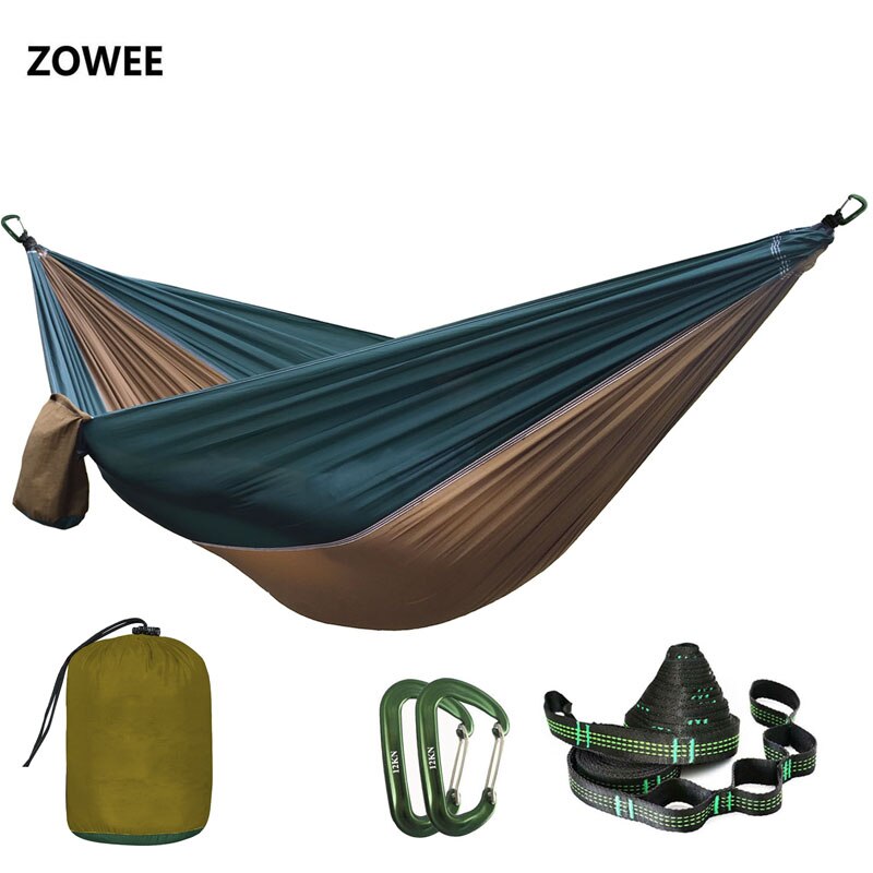 Solid Color Parachute Hammock with Hammock straps and Aluminum carabiner Camping Survival travel Double Person outdoor furniture