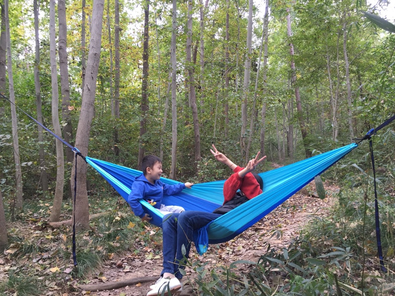 Solid Color Parachute Hammock with Hammock straps and Aluminum carabiner Camping Survival travel Double Person outdoor furniture