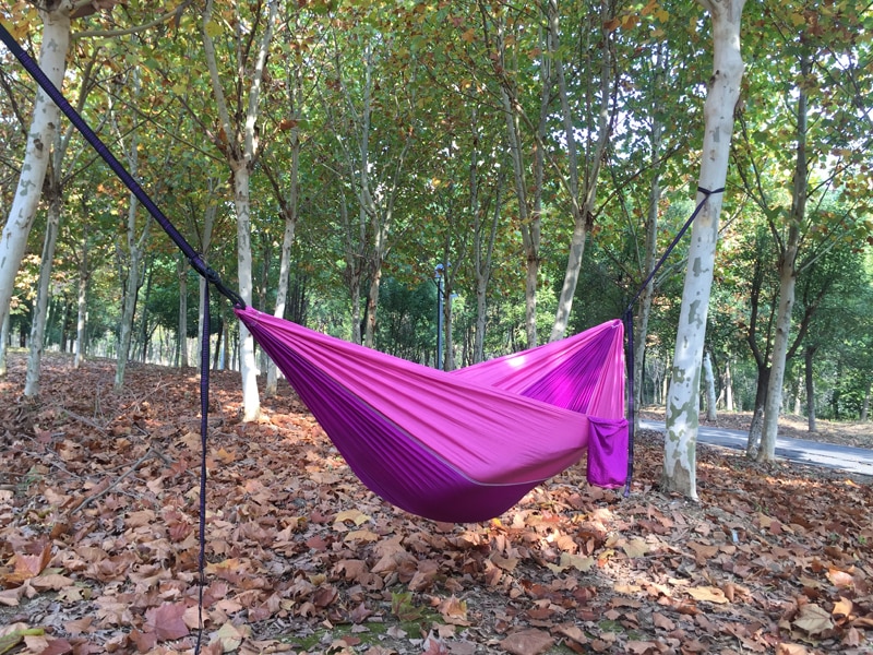 Solid Color Parachute Hammock with Hammock straps and Aluminum carabiner Camping Survival travel Double Person outdoor furniture